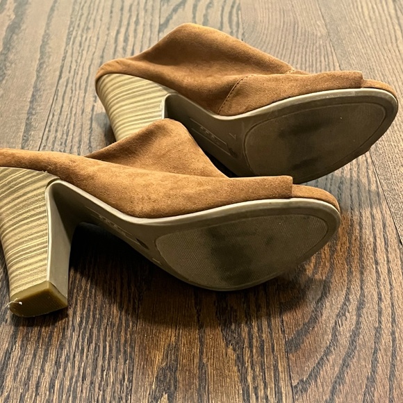 Ana Brown Suede Open Toe 4 inch Block Heel - Picture 6 of 8